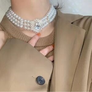 Vintage Glamorous Faux Pearl Choker Necklace
